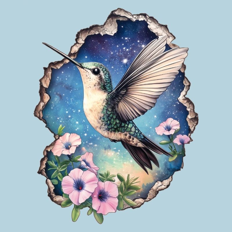 Colibri avec des fleurs