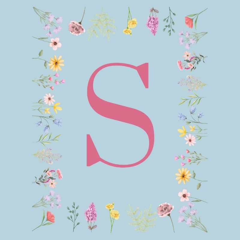 Initial S Floral Monogram