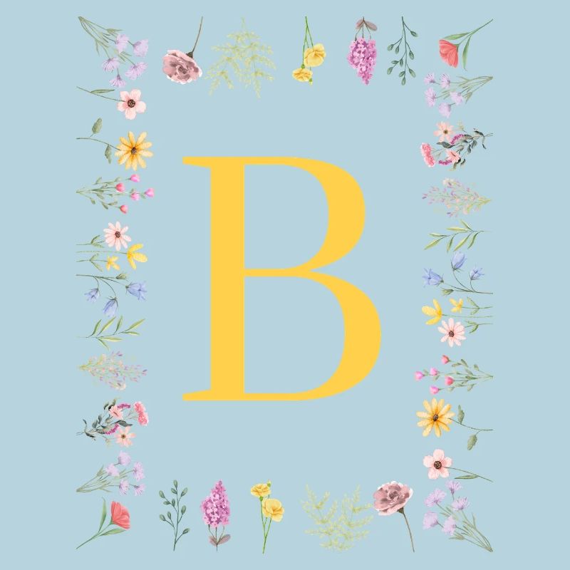 Florale Initialen "B", Buchstaben Monogramm 