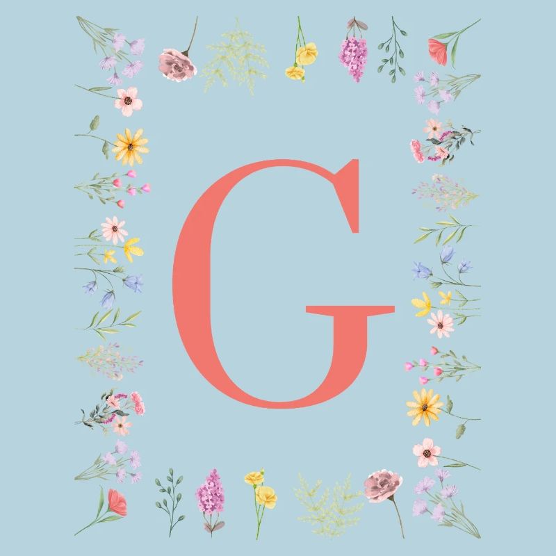 Florale Initialen "G", Buchstaben Monogramm