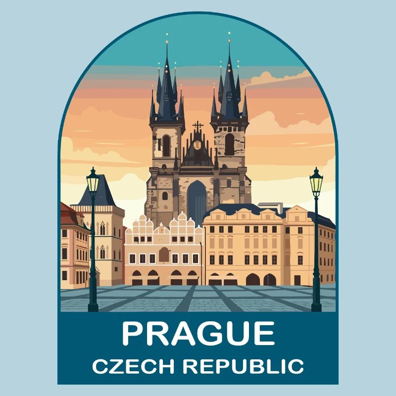 Affiche vintage de Prague République tchèque