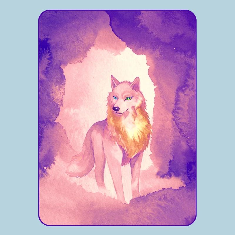 Loup blanc à l’aquarelle 2 (violet)