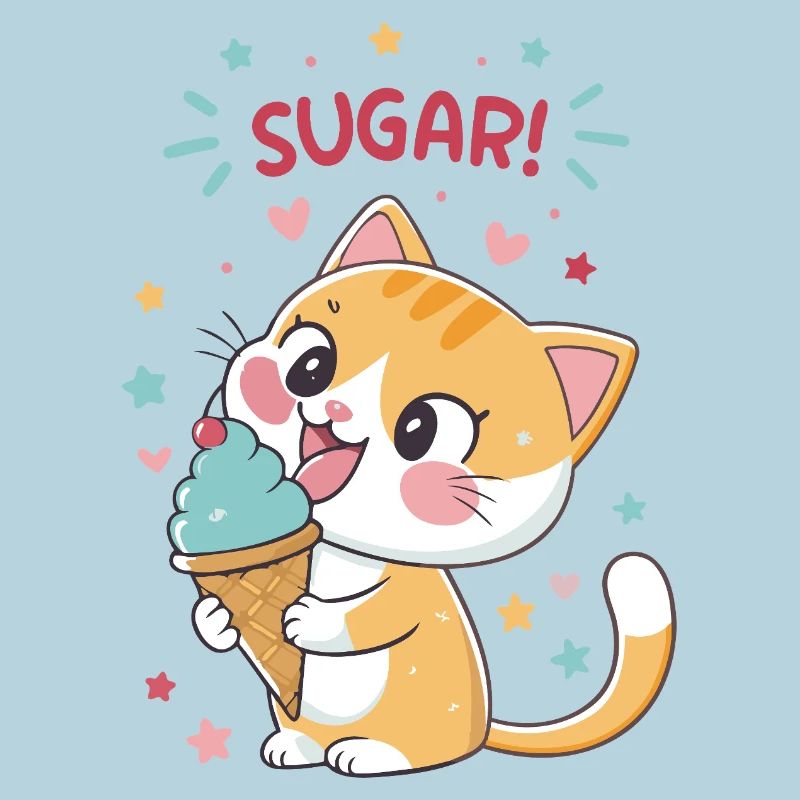 Chat gourmand cornet glace festif