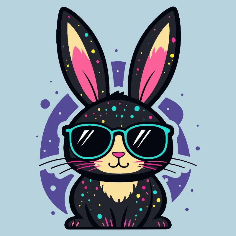 Chic neon bunny with glasses