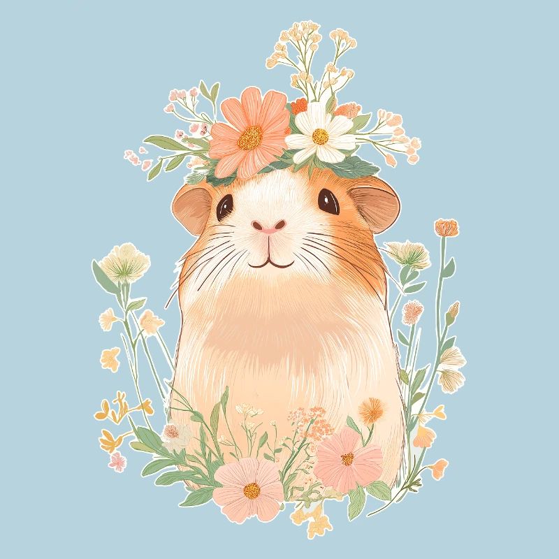 Cochon d’Inde avec des fleurs