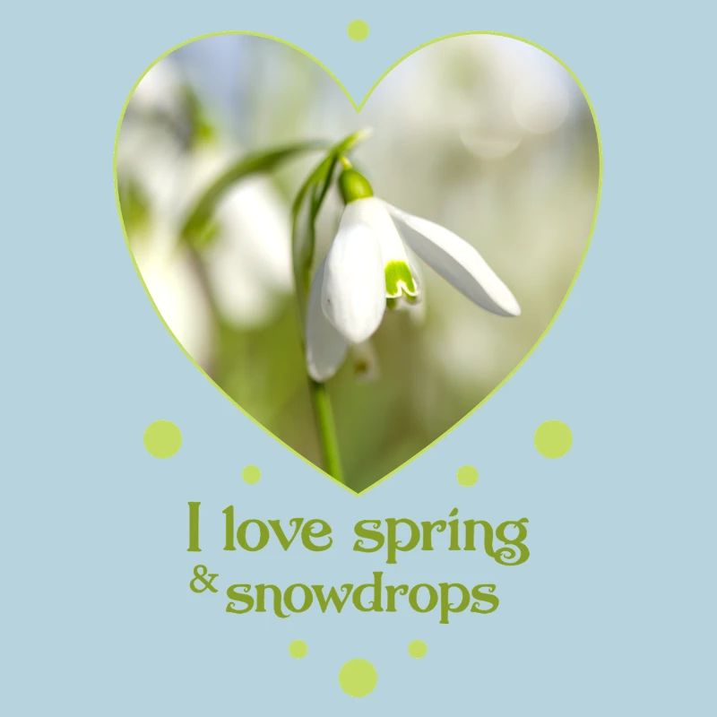 Heart design snowdrop spring i love spring
