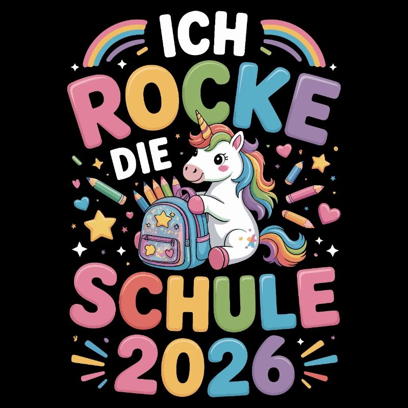  Ich Rocke Die Schule 2026 Einhorn Einschulung