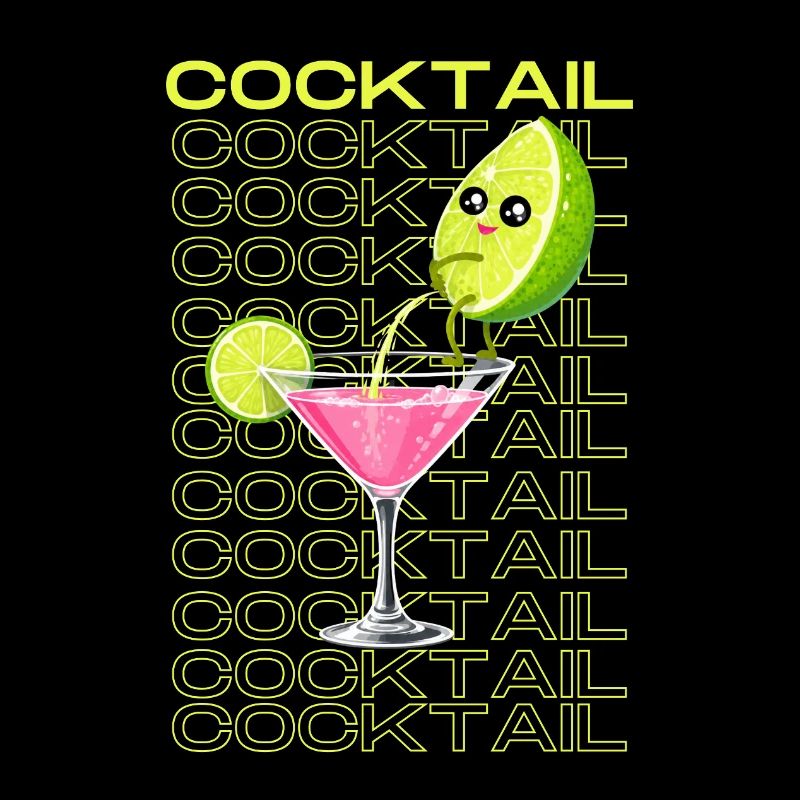 Neon Lemonade Cocktail Cartoon