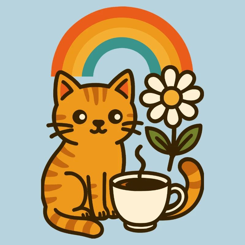 Kaffee, Katze und Regenbogen