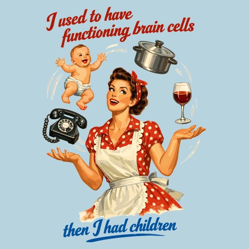 Retro Pin-Up Mom Humor – Multitasking Chaos