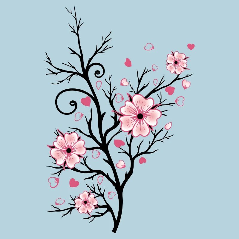 Cherry Tree Cherry Blossoms with Hearts Sakura Spring