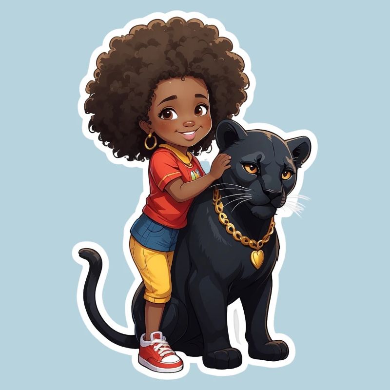 Kinder mit schwarzem Panther