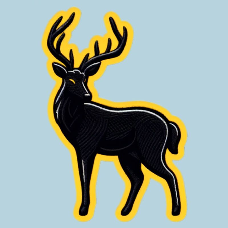 Schwarzer Hirsch mit Neon-Kontur