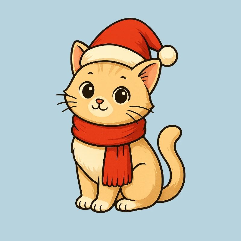 Winterkatze mit Santa Hut