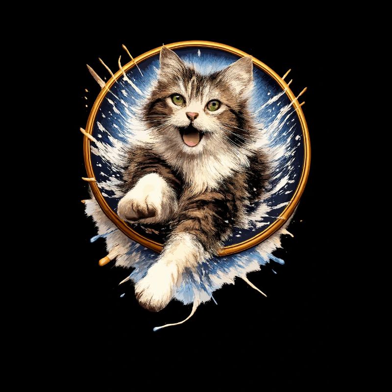 Saut de l’anneau pour chat dans un éclaboussure d’eau