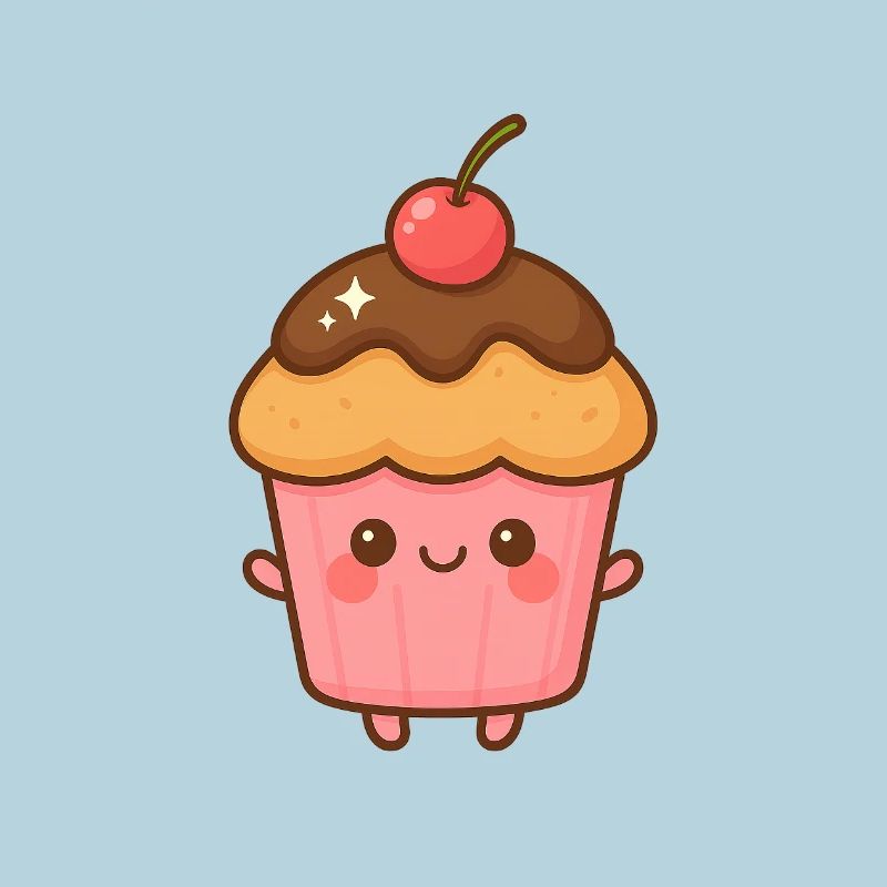 Kawaii rosa Schokoladen-Cupcake
