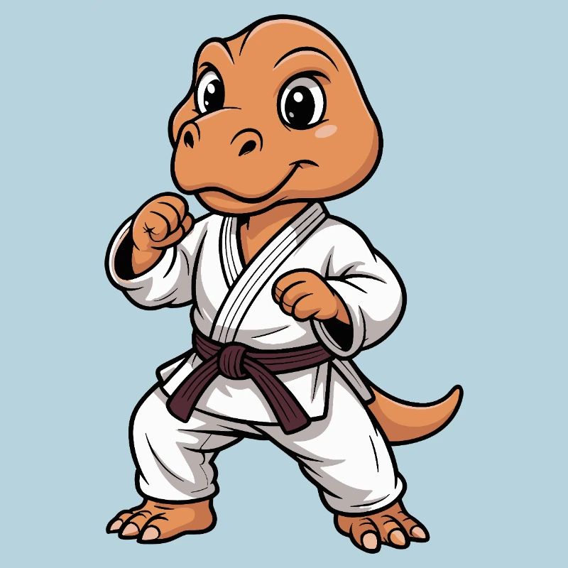 Kampf-Dino im Karate-Gi