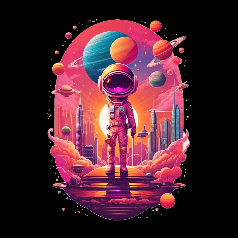 Astronaute sur la planète néon