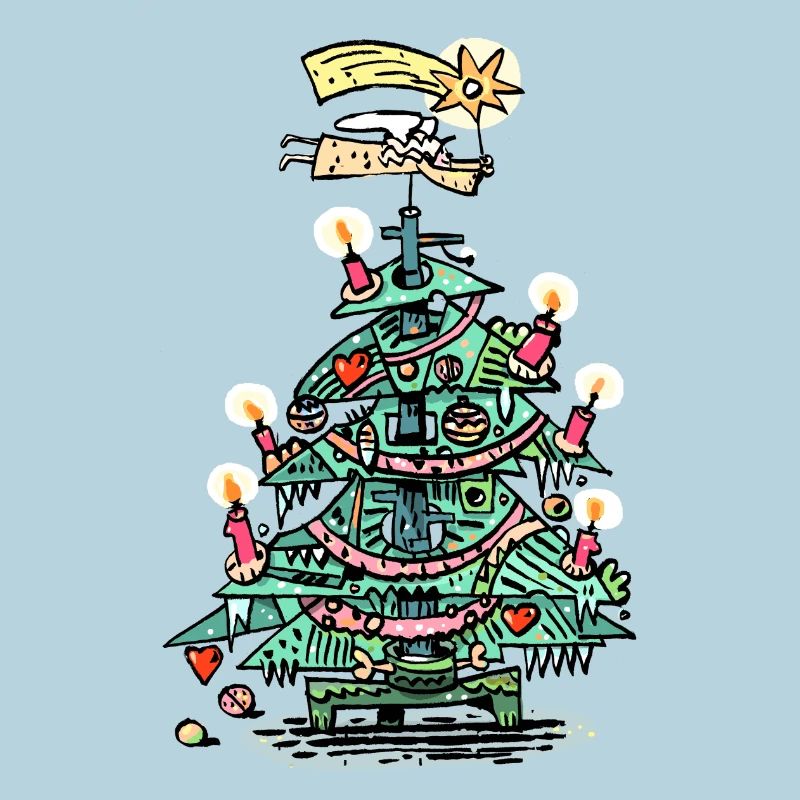 Verspielter Weihnachtsbaum mit Kerzen