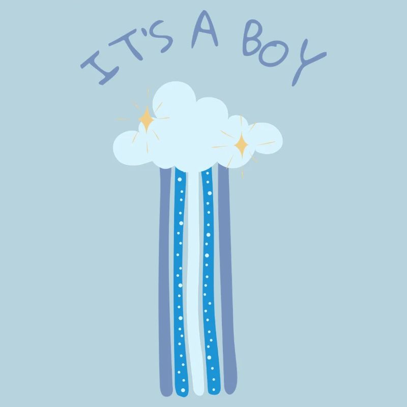 It's a Boy - Blue Rainbow with Cloud