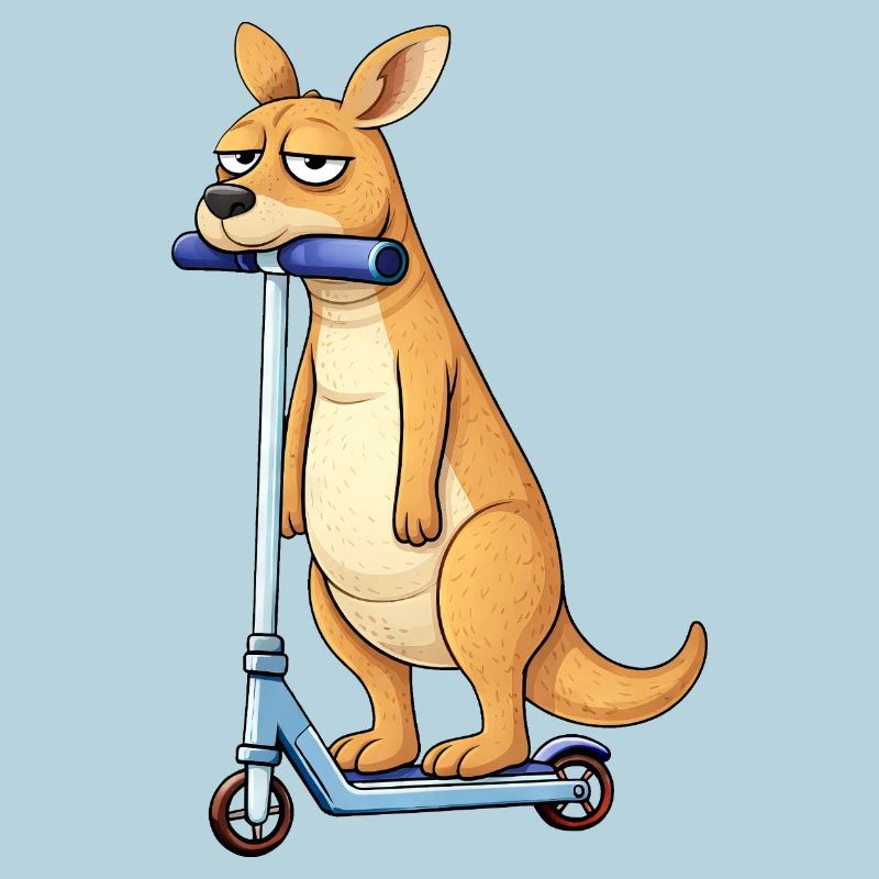 Cute kangaroo on scooter lonely in Australia