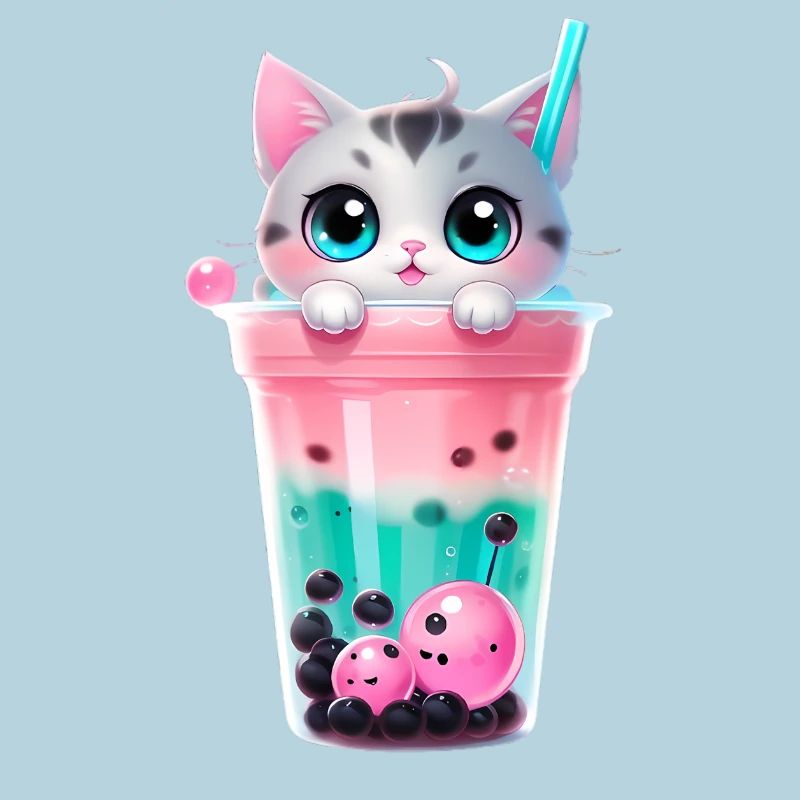 Kätzchen Bubble Tea Pastell