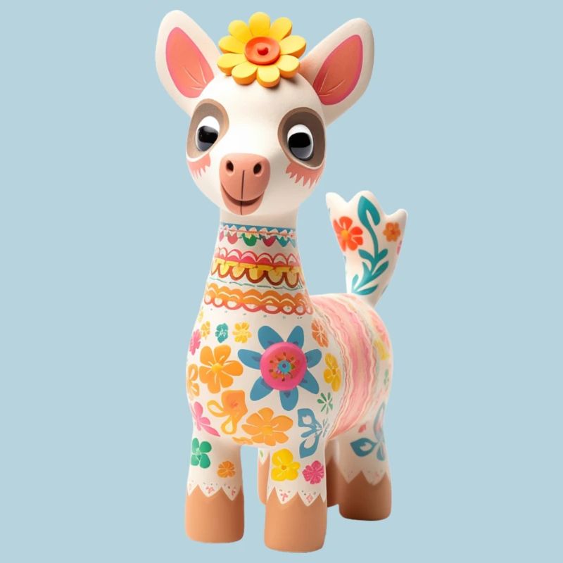 Süßes Lama mit Blümchen Deko