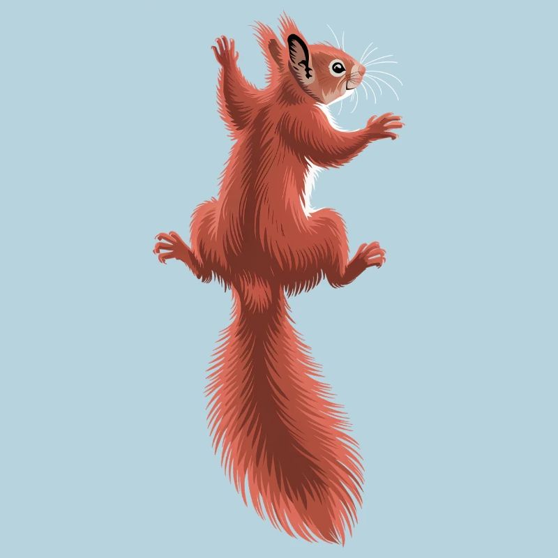 Süßes kletterndes rotes Eichhörnchen
