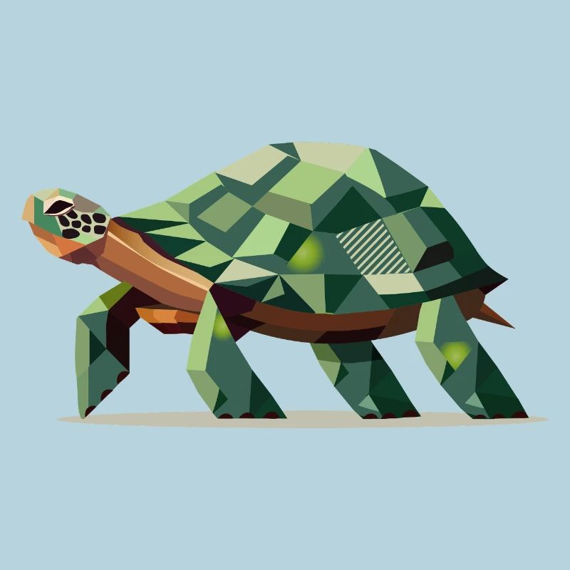 Stylized turtle in polygonal design