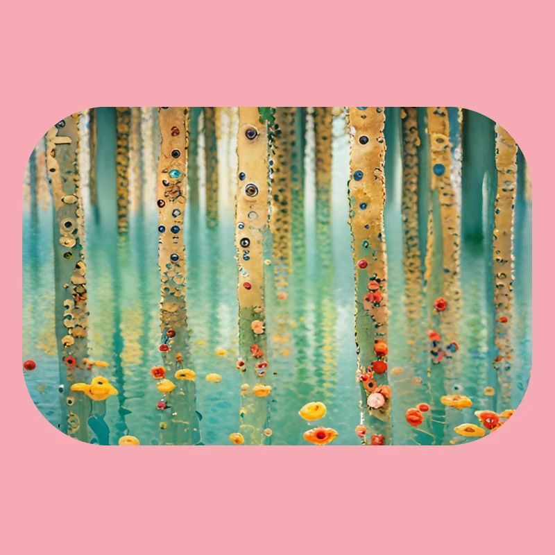 Forêt abstraite de fleurs et reflets