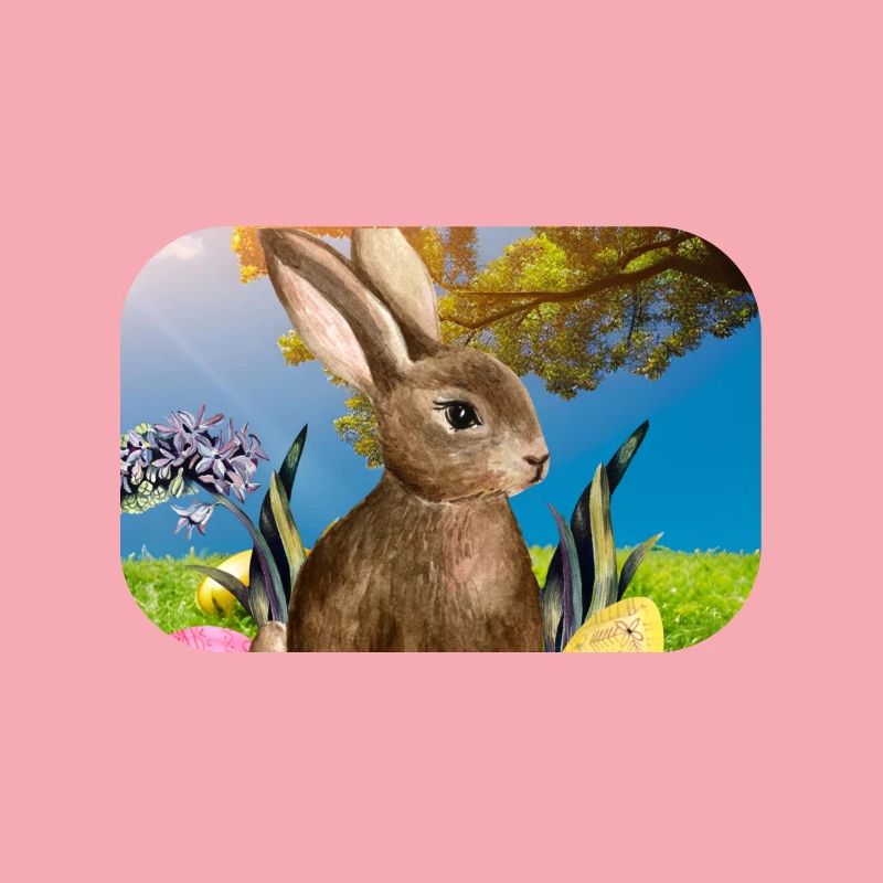 Spring Easter bunny with Easter eggs