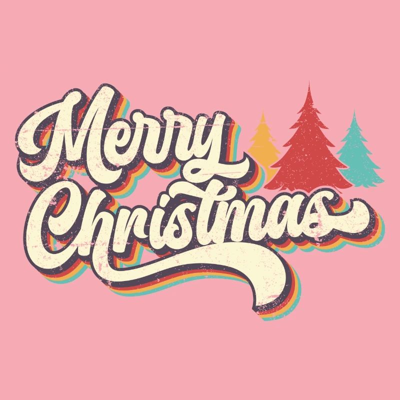 Rétro Joyeux Noël Arc-en-ciel Script