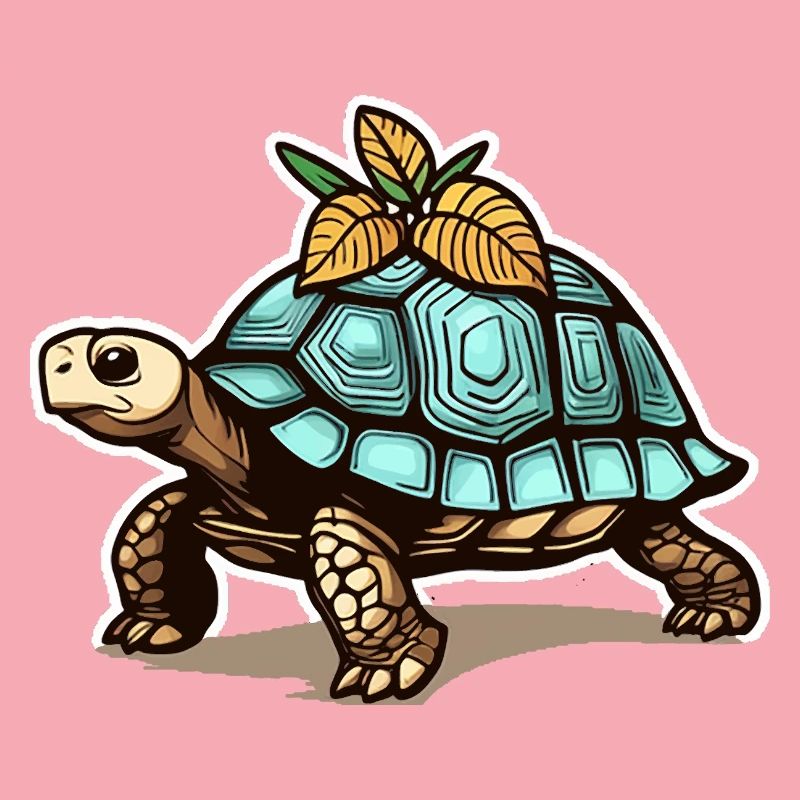 Turtle with blue shell & leaves