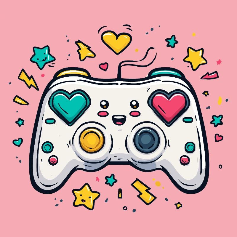 Herzcontroller Neon Spieldesign