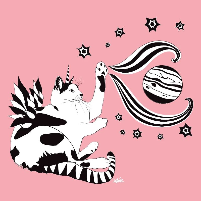 Chat de l’espace dans la danse des planètes