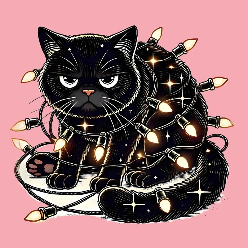 Grumpy Christmas Cat. Meow but please without tinsel