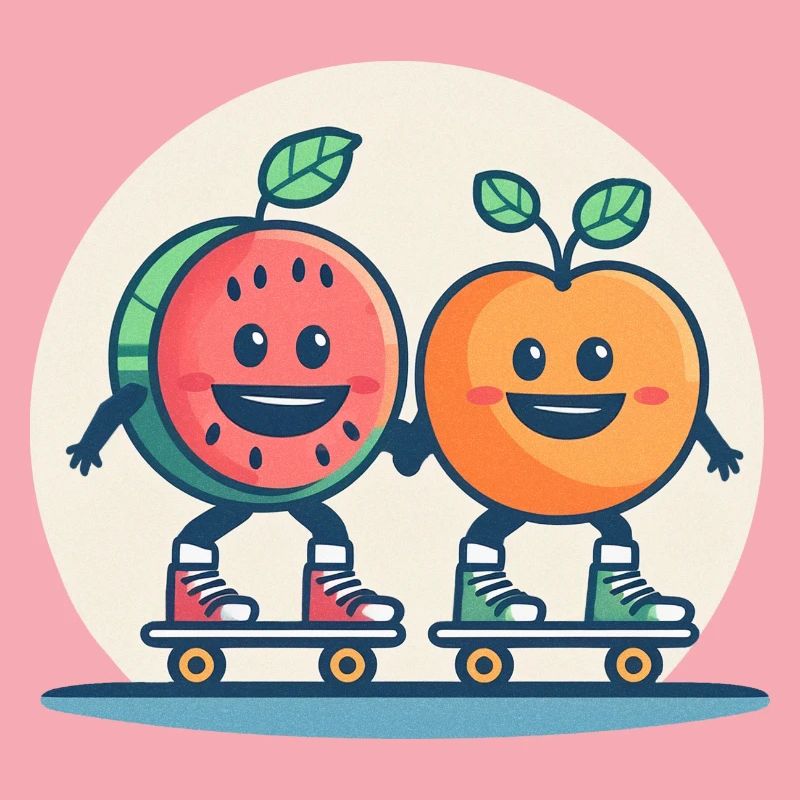 Roller Skateboarden, Spaß und Obst