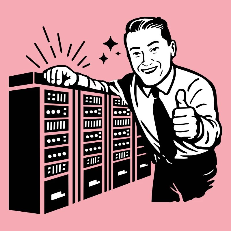 Retro IT Admin Smiling – Vintage Tech Support