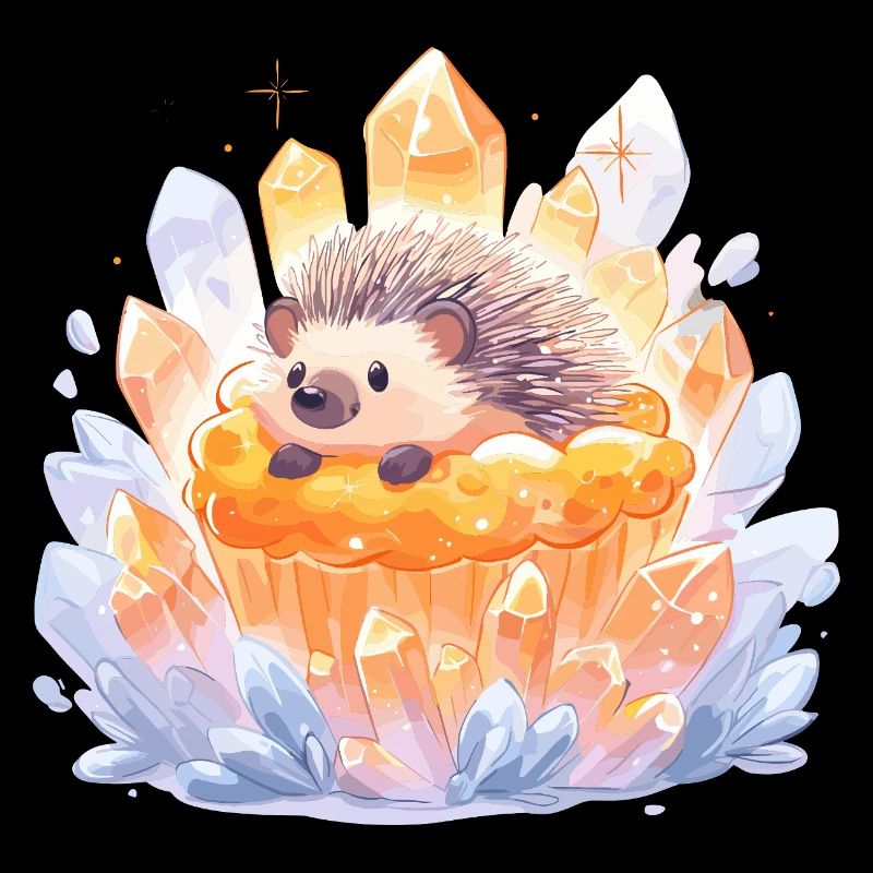 Crystal hedgehog in cupcake