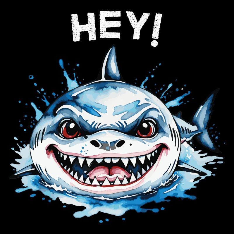Hé! Requin amical - Art de l’aquarelle