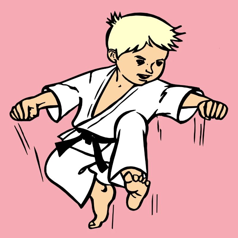 Karatekind oder Judokind mit schwarzem Gürtel