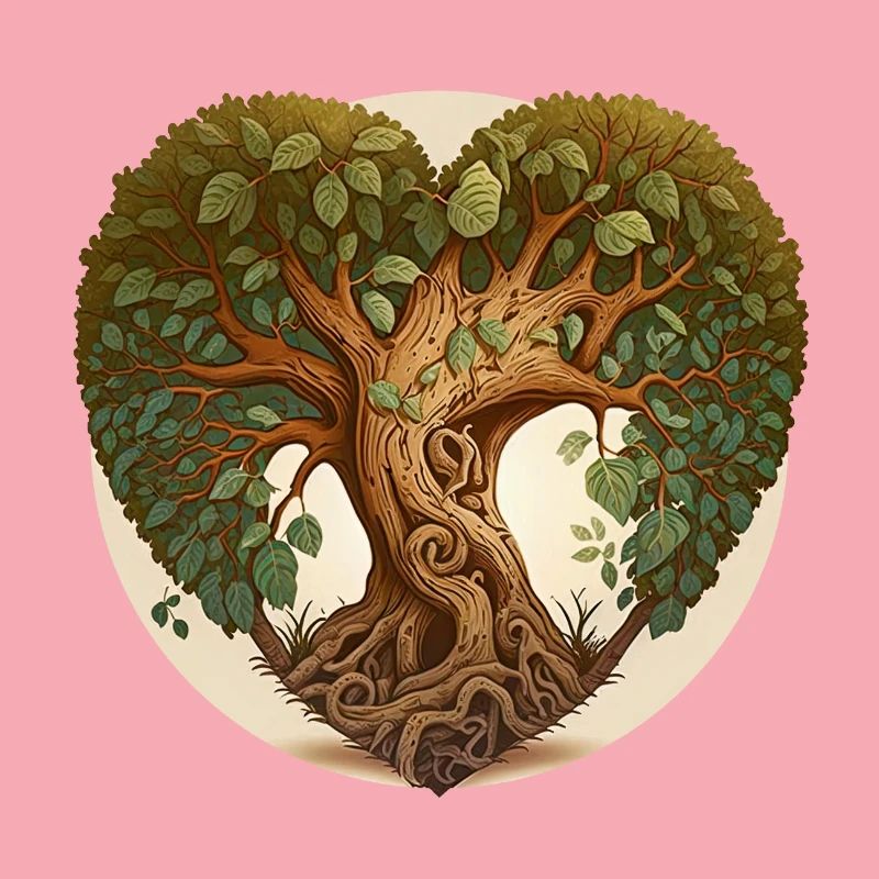Baum in einer Herzform, Herzbaum mit Hintergrund