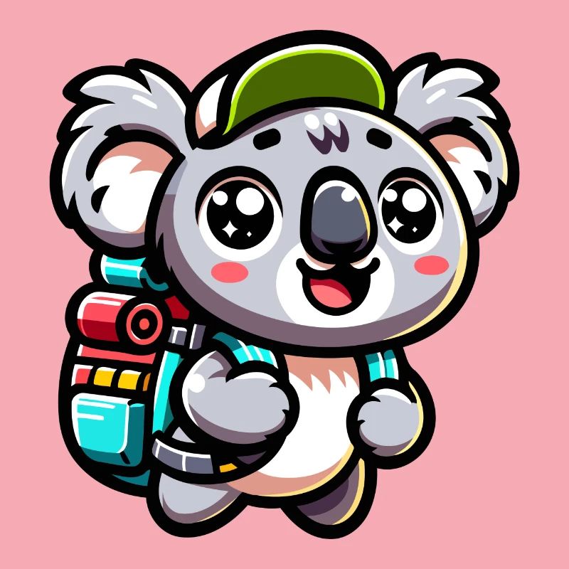 Adventurous Koala Backpacker Illustration