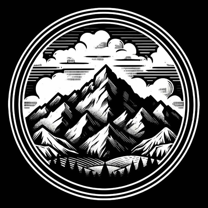High mountains in the background, surrounded by clouds