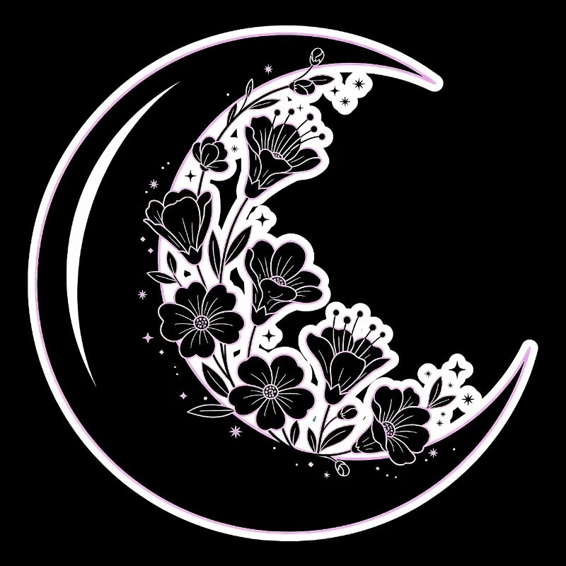 Illustration florale de la phase de lune