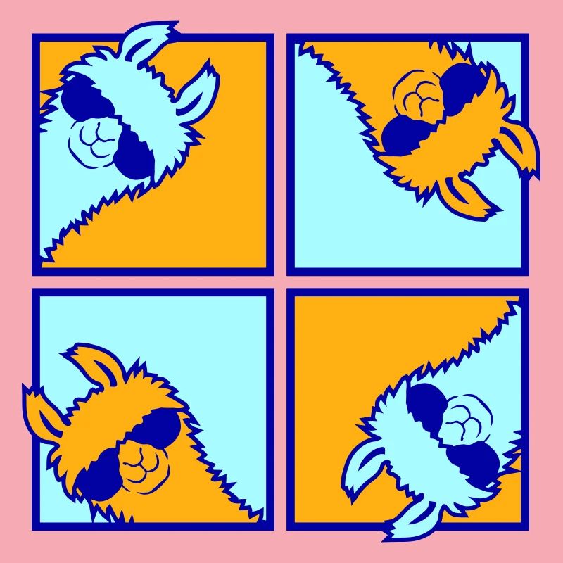 Four Colorful Llamas Tile Pattern 4 Pop Art Alpacas