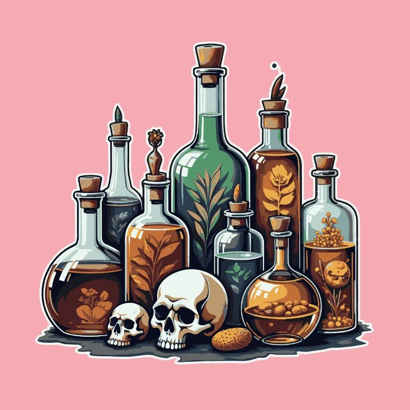 Alchemie Fläschchen Schädel Design