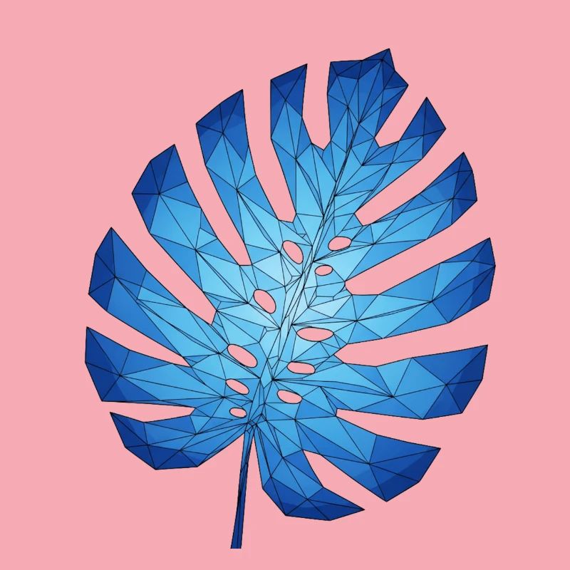 Geometric Monstera Blue Leaf