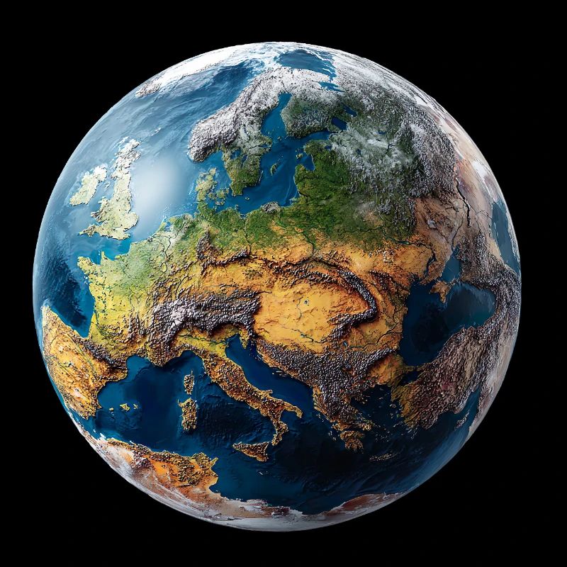 Conception du globe : paysage Europe-Asie