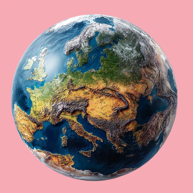 Conception du globe : paysage Europe-Asie